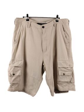 Swiss Cross Tan High Waist Eight Pocket Zipper Front Closure Cargo Shorts